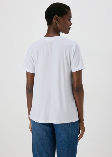 White Sequin Pocket T Shirt