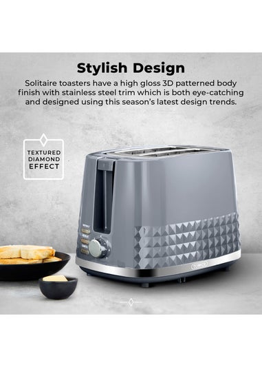 Tower Solitaire Grey 2 Slice Toaster