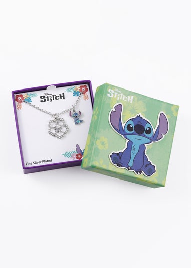 Disney Stitch Silver Flower Charm Necklace