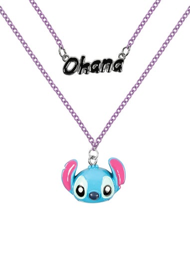 Disney Ohana Stitch Double Layered Blue Necklace