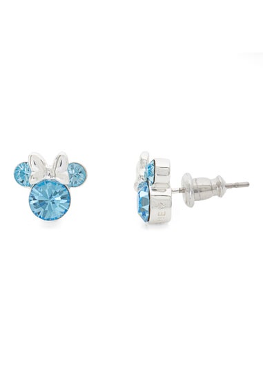 Disney Minnie Silver Plated March Birthstone Stud Earrings