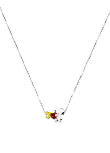 Peanuts Snoopy & Woodstock Heart Charm Necklace