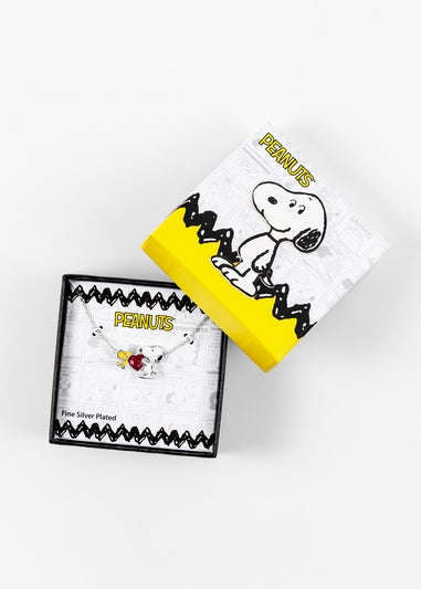 Peanuts Snoopy & Woodstock Heart Charm Necklace