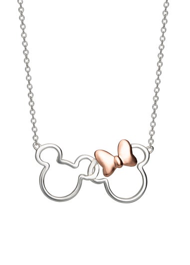 Disney Minnie And Mickey Silver & Rose gold Plated Necklace