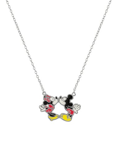 Disney Enamel Kissing Mickey and Minnie Mouse Necklace