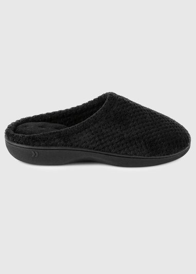 Totes Isotoner Black Popcorn Terry Mule Slippers