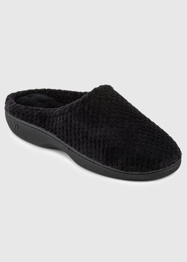 Totes Isotoner Black Popcorn Terry Mule Slippers