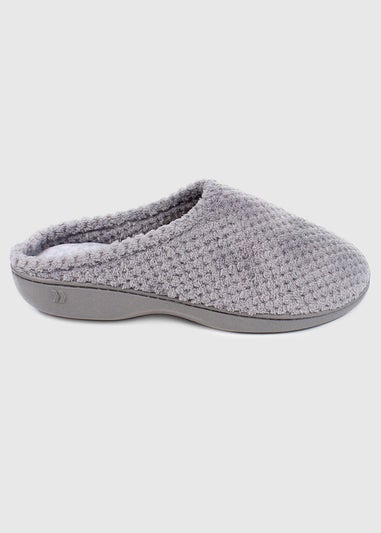 Totes Isotoner Grey Popcorn Terry Mule Slippers