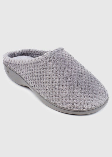 Totes Isotoner Grey Popcorn Terry Mule Slippers