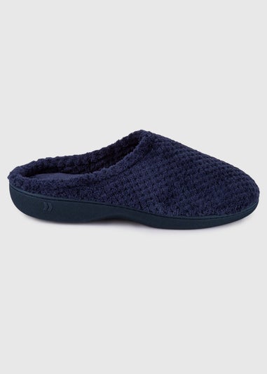 Totes Isotoner Navy Popcorn Terry Mule Slippers