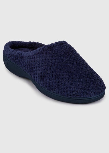 Totes Isotoner Navy Popcorn Terry Mule Slippers