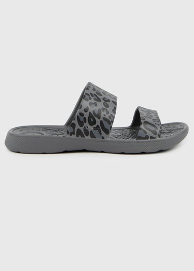 Totes Solbounce Grey Leopard Double Strap Slide