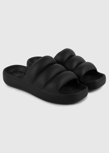 Totes Solbounce Black Puffy Slider