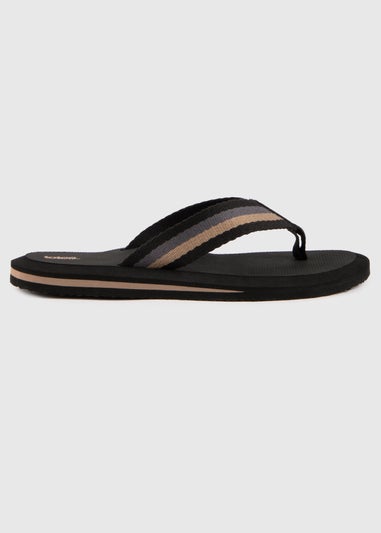 Totes Black Tape Toe Post Sandal