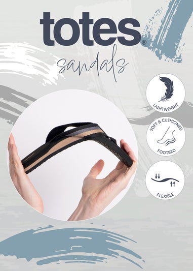 Totes Black Tape Toe Post Sandal