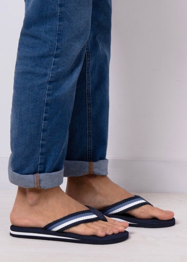 Totes Navy Tape Toe Post Sandal