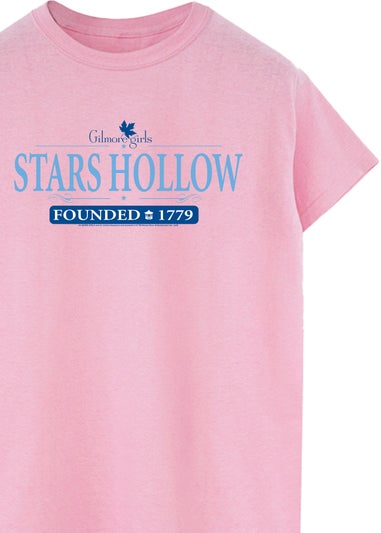 Gilmore Girls Pink Stars Hollow Printed Boyfriend Fit T-Shirt