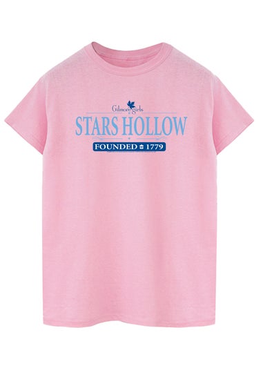 Gilmore Girls Pink Stars Hollow Printed Boyfriend Fit T-Shirt