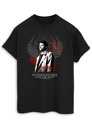 Supernatural Black Join The Hunt Wings Printed Boyfriend Fit T-Shirt