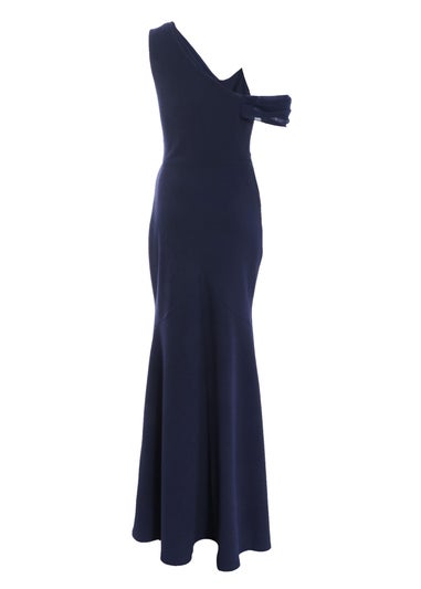 Quiz Blue Asymmetric Cowl Neck Maxi Dress