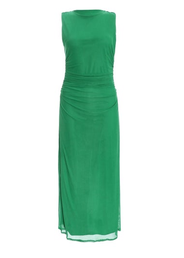 Quiz Green Mesh Ruched Bodycon Midaxi Dress