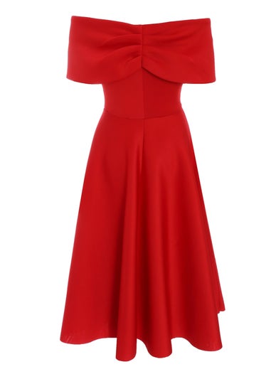 Quiz Red Bardot Skater Midi Dress