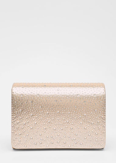 Quiz Gold Diamante Clutch Bag