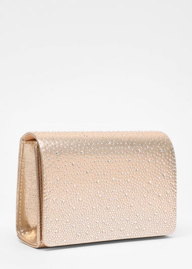 Quiz Gold Diamante Clutch Bag