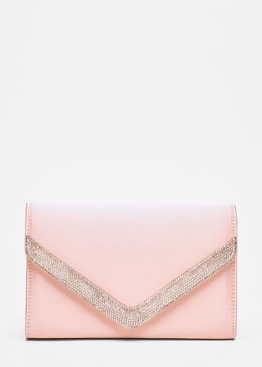 Quiz Pink Diamante Trim Clutch Bag