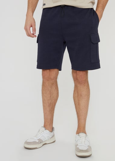 Threadbare Navy Wolf Cargo Pocket Sweat Shorts