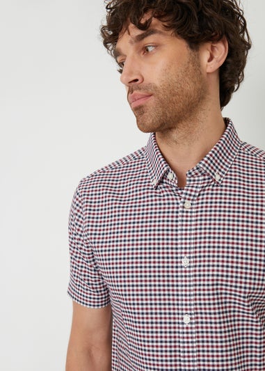 Threadbare Red Cotton Short Sleeve Check Shirt