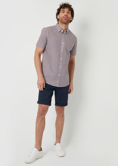 Threadbare Red Cotton Short Sleeve Check Shirt