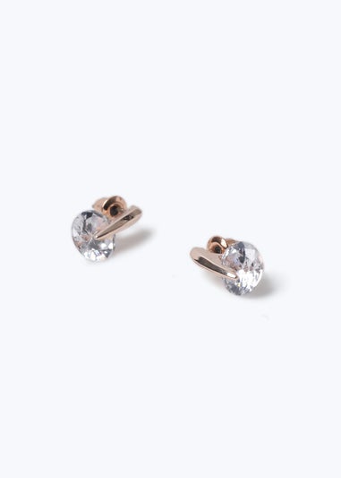 Gold CZ drop crystal stud earrings