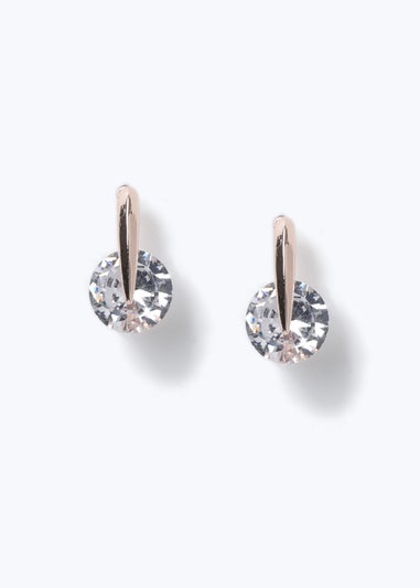 Gold CZ drop crystal stud earrings