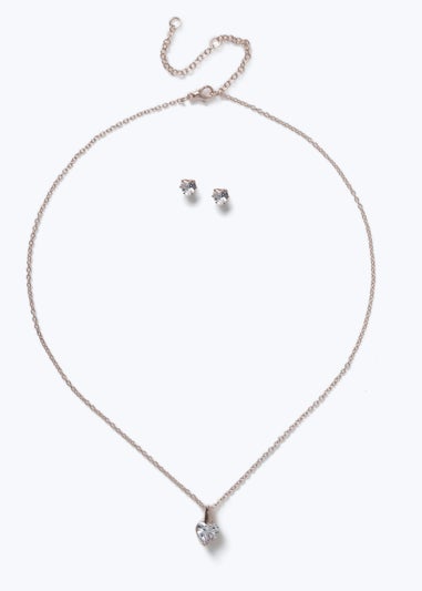 Rose Gold Necklace and Earrings Set