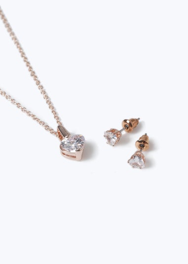 Rose Gold Necklace and Earrings Set