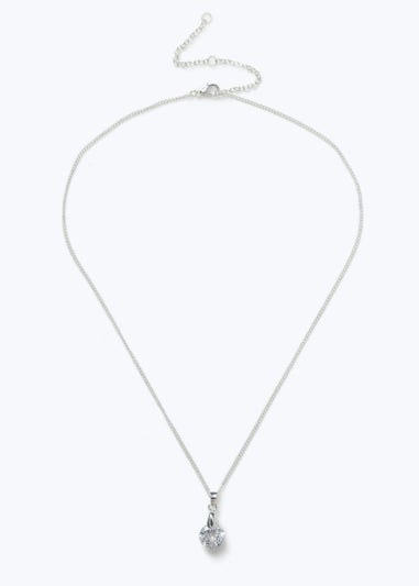 Silver Circle Stone Necklace