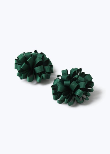 Green Pom Pom Hair Clips