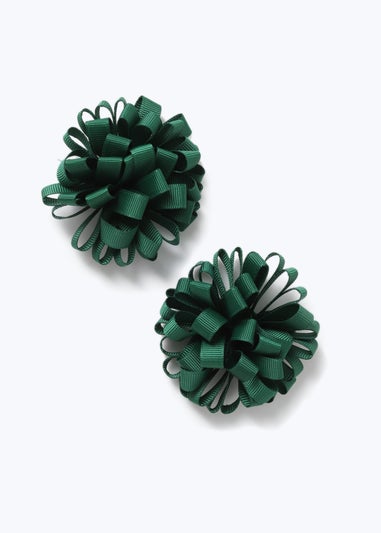 Green Pom Pom Hair Clips