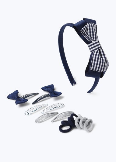Navy Hair Bobble and Hair Clip Set