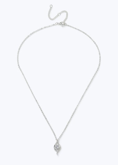 Muse Silver Cubic Zirconia Teardrop Necklace