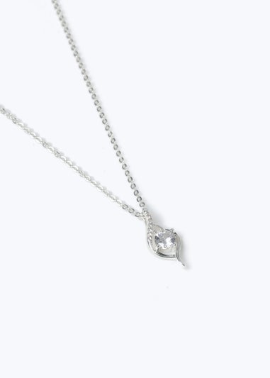 Muse Silver Cubic Zirconia Teardrop Necklace