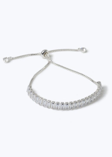 Muse Silver Baguette Cut Tie Bracelet