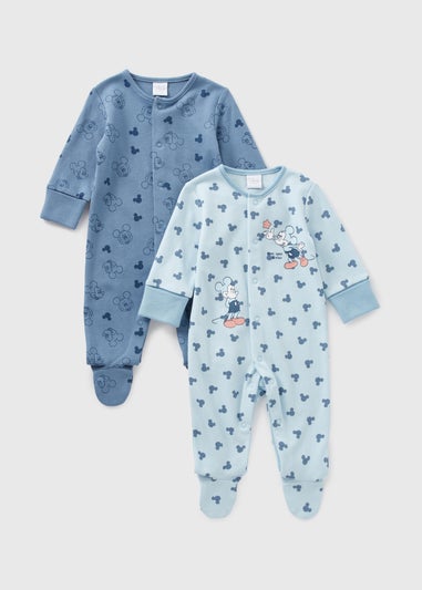 Disney 2 Pack Baby Mickey Sleepsuits (Newborn-18mths)