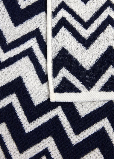 Navy Zigzag Towel