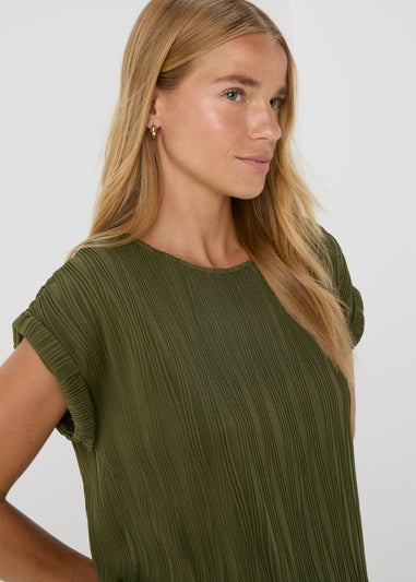 Khaki Textured Co Ord T-Shirt