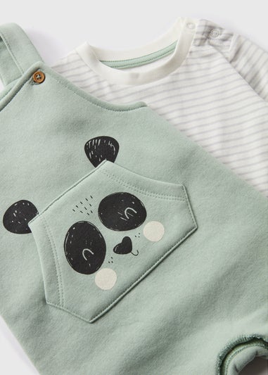 Baby Green Panda Dungaree & Top Set (Newborn-23mths)