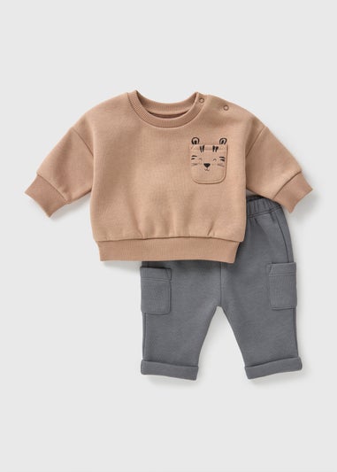 Baby Brown Tiger Sweatshirt & Jogging Bottoms Set (Newborn-23mths)