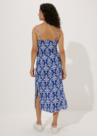 Blue Patterned Cami Midi Dress