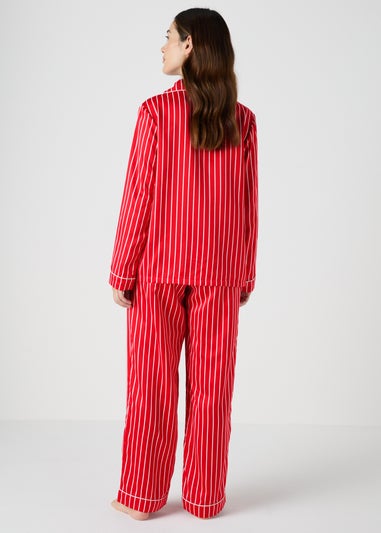 Red Stripe Satin Pyjama Set